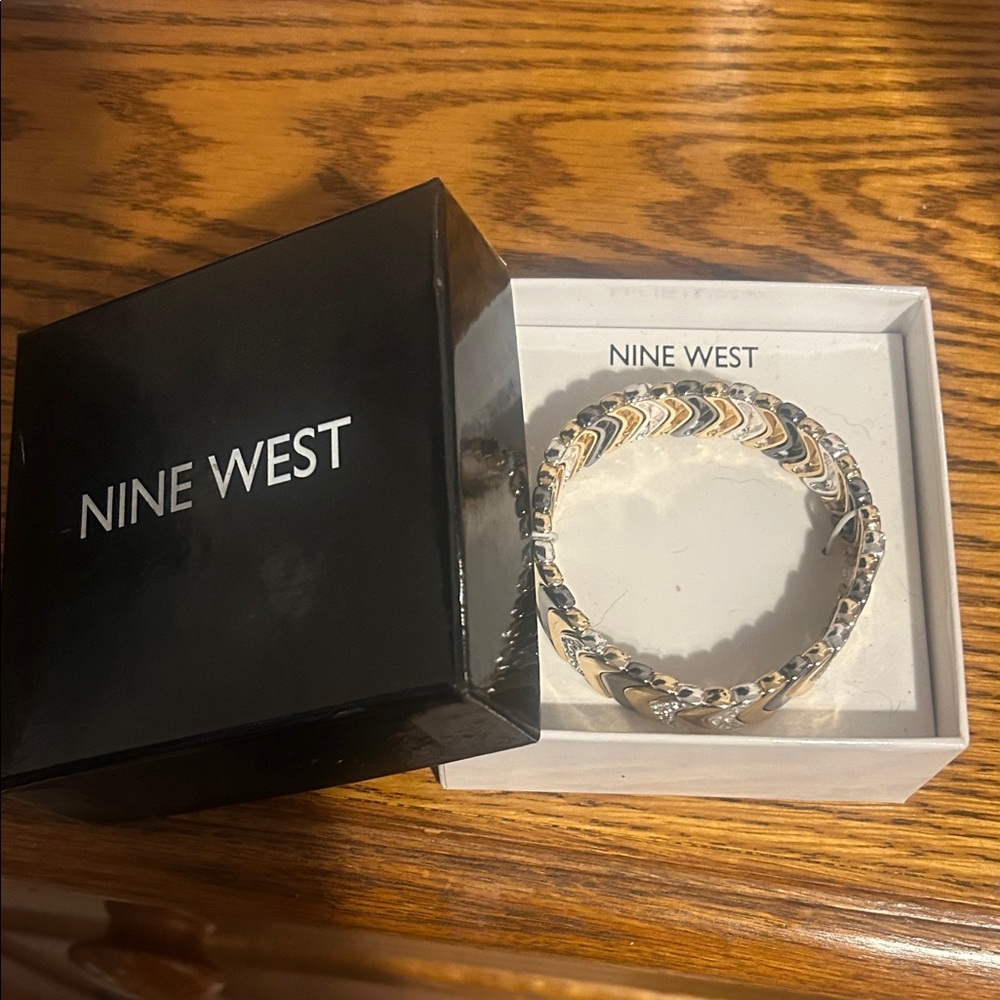 Nine West Black and Gold Chevron Bracelet